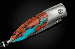 Lava Lake Titanium Pocket Knife Featuring Turquoise And Lava Rock, And Damascus Blade 9 Lava Lake Titanium Pocket Knife Featuring Turquoise And Lava Rock, And Damascus Blade -KNIFECOMMAND Sales b05 lava lake 3