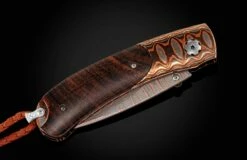 Cocoa Pocketknife With Cocobolo Wood, 'Wave' Mokume And Copper Wave Damascus  -KNIFECOMMAND Sales b09 cocoa 3