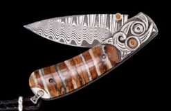 Deluge Hand-carved Sterling Silver Pocketknife Inlaid With Fossil Woollly Mammoth Tooth