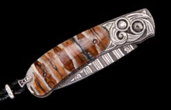 Deluge Hand-carved Sterling Silver Pocketknife Inlaid With Fossil Woollly Mammoth Tooth -KNIFECOMMAND Sales b09 deluge 3