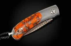 Flash Fire Pocketknife With Copper Wave Damascus And Apple Coral -KNIFECOMMAND Sales b09 flash fire 3