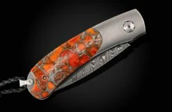 Glow Titanium Pocketknife Inlaid With Zinc-matrix Apple Coral. -KNIFECOMMAND Sales b09 glow 3