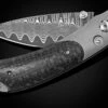 Metro Pocketknife With 'Wave' Damascus, Titanium And Carbon Fiber