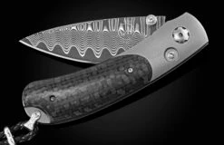 Metro Pocketknife With 'Wave' Damascus, Titanium And Carbon Fiber