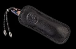 Blue Burl Pocketknife Featuring 'wave' Mokume Gane, Maple Burl Wood, And 'copper Wave' Damascus Blade -KNIFECOMMAND Sales b10 blue burl 4