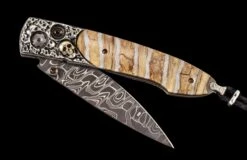 Corsair Hand-carved Sterling Silver Pocketknife Inlaid With Fossil Woolly Mammoth Tooth