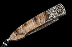 Corsair Hand-carved Sterling Silver Pocketknife Inlaid With Fossil Woolly Mammoth Tooth -KNIFECOMMAND Sales b10 corsair 3