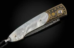Night Sky Pocketknife With Inlaid 24K Gold Koftgari And Mother Of Pearl -KNIFECOMMAND Sales b10 night sky 3
