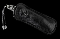 Radiant Hand-carved Sterling Silver Pocketknife, With Inset Sapphires And 'wave' Damascus Blade 10 Radiant Hand-carved Sterling Silver Pocketknife, With Inset Sapphires And 'wave' Damascus Blade -KNIFECOMMAND Sales b10 radiant 4