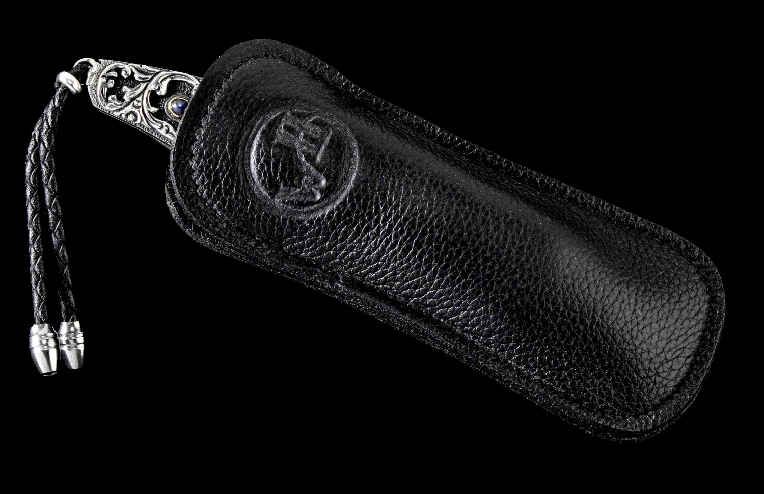 Radiant Hand-carved Sterling Silver Pocketknife, With Inset Sapphires And 'wave' Damascus Blade 6 Radiant Hand-carved Sterling Silver Pocketknife, With Inset Sapphires And 'wave' Damascus Blade - Image 4