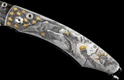 American Pride III Hand-engraved Pocketknife With 24K Gold Inlays And 'flag' Damascus Blade -KNIFECOMMAND Sales b12 americanpride3 4