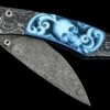 Belfry Pocketknife Featuring Etched Damascus, Carved Banded Agate, And Damascus Blade