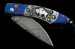 Buffalo Nickel III Damascus Pocketknife Inlaid With Sterling Silver And Authentic Buffalo Nickels  -KNIFECOMMAND Sales b12 buffalonickel3 1 3
