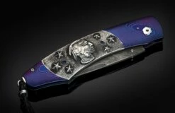 Buffalo Nickel III Damascus Pocketknife Inlaid With Sterling Silver And Authentic Buffalo Nickels  -KNIFECOMMAND Sales b12 buffalonickel3 3 1