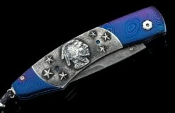 Buffalo Nickel III Damascus Pocketknife Inlaid With Sterling Silver And Authentic Buffalo Nickels  -KNIFECOMMAND Sales b12 buffalonickel3 3 3
