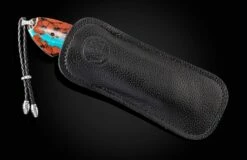 Chuska Folding Knife With Mokume Gane, Lava Rock With Turquoise, And Damascus Blade -KNIFECOMMAND Sales b12 chuska 4