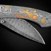 Cosmos II Hand-engraved Pocketknife With Meteorite And Gold Inlays, And Meteorite Damascus Blade -KNIFECOMMAND Sales b12 cosmos ii 1