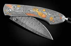 Cosmos II Hand-engraved Pocketknife With Meteorite And Gold Inlays, And Meteorite Damascus Blade