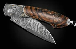 Cyber Skull Laser And Hand-engraved Pocketknife With Woolly Mammoth Tusk