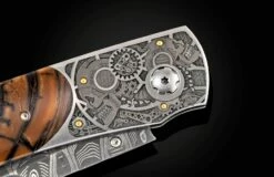 Cyber Skull Laser And Hand-engraved Pocketknife With Woolly Mammoth Tusk -KNIFECOMMAND Sales b12 cyber skull 7