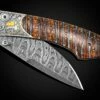 Deer Hand-engraved Pocket Knife With Woolly Mammoth Tooth And Damascus -KNIFECOMMAND Sales b12 deer 1
