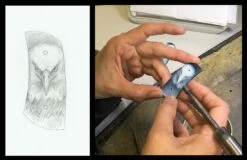 Dignity Pocketknife Featuring Carved Banded Agate, And 'flag' Damascus Blade -KNIFECOMMAND Sales b12 dignity 6