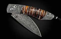 Elk Hunt Hand-engraved Pocketknife With 24K Gold And Copper Inlays