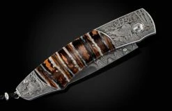 Elk Hunt Hand-engraved Pocketknife With 24K Gold And Copper Inlays -KNIFECOMMAND Sales b12 elk hunt 3