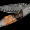 Fire And Ice Titanium Pocketknife Featuring Natural Wood In Resin, And 'wave' Damascus Blade -KNIFECOMMAND Sales b12 fire ice2 new 1 1 1