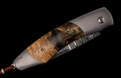 Fire And Ice Titanium Pocketknife Featuring Natural Wood In Resin, And 'wave' Damascus Blade -KNIFECOMMAND Sales b12 fire ice2 new 3