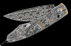 Jokers Wild Hand-engraved Pocketknife With 24K Gold Inlays, And damascus Blade