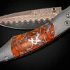 Laguna Titanium Pocketknife With Zinc-matrix Apple Coral, And 'copper Wave' Damascus Blade -KNIFECOMMAND Sales b12 laguna 1