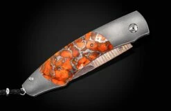 Laguna Titanium Pocketknife With Zinc-matrix Apple Coral, And 'copper Wave' Damascus Blade -KNIFECOMMAND Sales b12 laguna 3