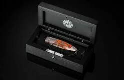 Laguna Titanium Pocketknife With Zinc-matrix Apple Coral, And 'copper Wave' Damascus Blade -KNIFECOMMAND Sales b12 laguna 5