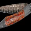 Liquid Sky Damascus Pocketknife Inlaid With Zinc-matrix Apple Coral -KNIFECOMMAND Sales b12 liquid sky 1 1