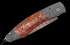 Liquid Sky Damascus Pocketknife Inlaid With Zinc-matrix Apple Coral -KNIFECOMMAND Sales b12 liquid sky 3