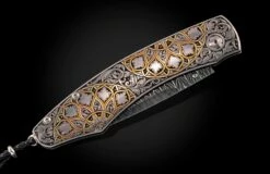Mandala Hand-engraved Pocketknife With Gold Inlays And Hand-forged Damascus Blade -KNIFECOMMAND Sales b12 mandala 3
