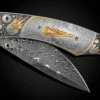 Meteoric Hand-engraved Pocketknife With Meteorite  And Gold Inlays, And Meteorite Damascus Blade -KNIFECOMMAND Sales b12 meteoric 1