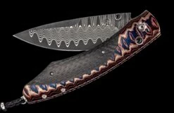 Midnight Sky Folding Knife Featuring 'wave' Mokume, Carbon Fiber And 'wave' Damascus Blade