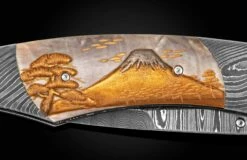 Mt Fuji II Hand-forged Damascus Folding Knife With Japanese Maki-e -KNIFECOMMAND Sales b12 mt fuji ii 6