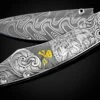 Pirate Captain Hand-engraved Pocketknife With 24K Gold Inlays And Damascus Blade -KNIFECOMMAND Sales b12 pirate captain 1b