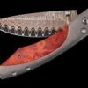 Poplar II Titanium Pocket Knife Featuring Red Poplar Burl And 'copper Wave' Damascus Blade -KNIFECOMMAND Sales b12 poplar ii 1 1 1