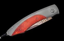 Poplar II Titanium Pocket Knife Featuring Red Poplar Burl And 'copper Wave' Damascus Blade -KNIFECOMMAND Sales b12 poplar ii 3