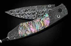 Rip Tide Folding Knife With Hand-forged Damascus And Abalone Shell
