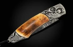 Royal Crest Pocketknife With Carved Sterling Silver And Fossil Mammoth Ivory Bark -KNIFECOMMAND Sales b12 royal crest 3b