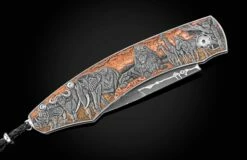 Serengeti Hand-engraved Folding Knife With Damascus And Black Diamonds -KNIFECOMMAND Sales b12 serengeti 3