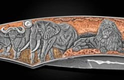 Serengeti Hand-engraved Folding Knife With Damascus And Black Diamonds -KNIFECOMMAND Sales b12 serengeti 6