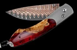 Shock II Titanium Pocket Knife With Copper Damascus Blade And Shockwood Scales