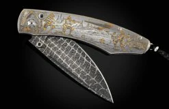 Space Invaders Hand-engraved Pocketknife With 24K Gold Inlays And Damascus Blade