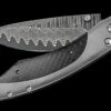 Vega Titanium Pocketknife With Carbon Fiber And 'wave' Damascus Blade